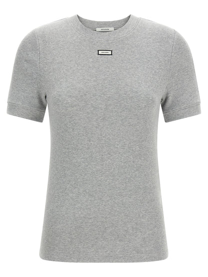 T-Shirt by Entire Studios for women in stretch cotton gray showcases a fashionable silhouette, elegantly detailed with a fashionable and crew neckline for a sophisticated, high-fashion look.