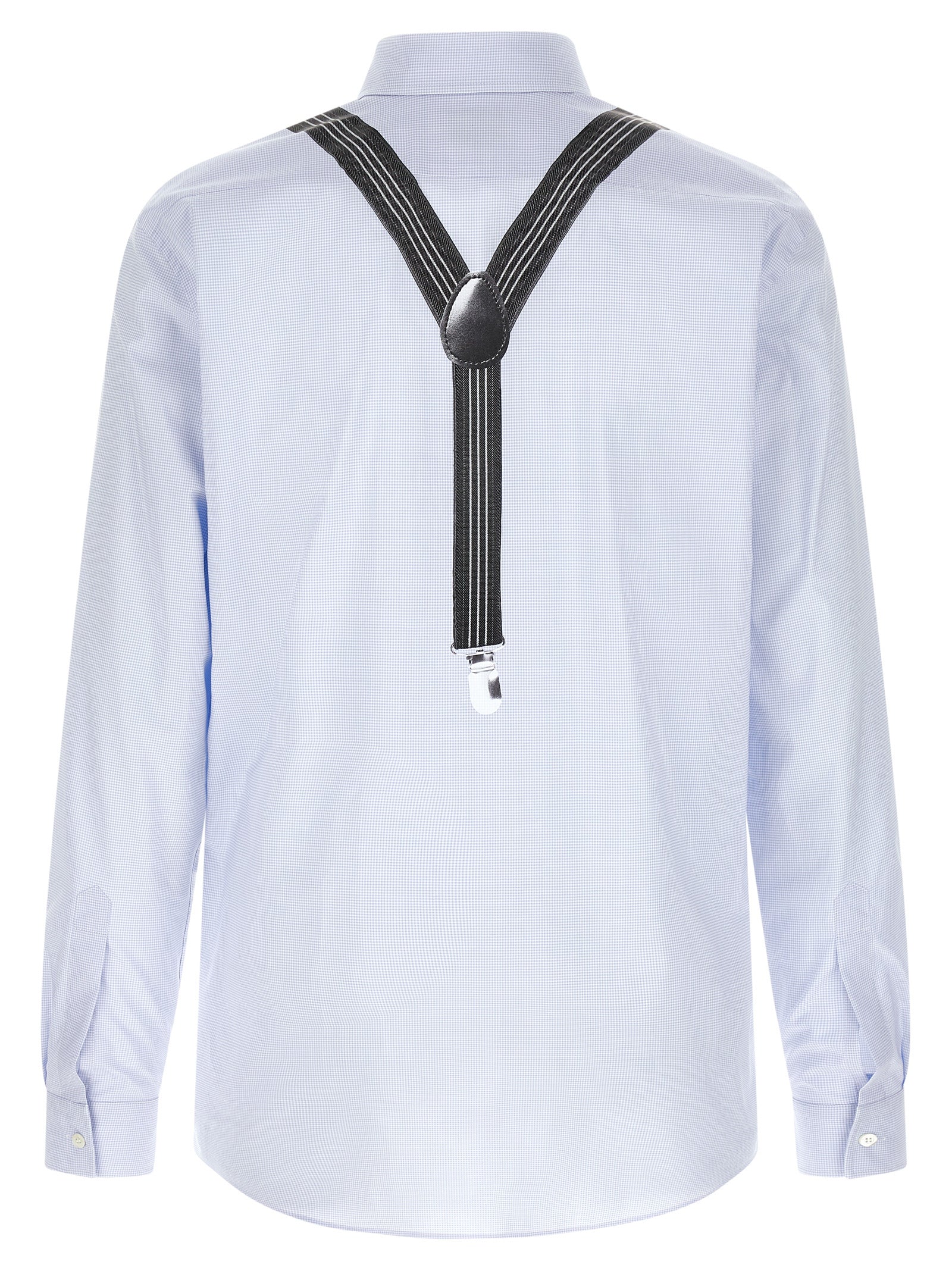 Shirt by Moschino for men in cotton light-blue & print features an architectural silhouette with a refined and elegant for a architectural look.