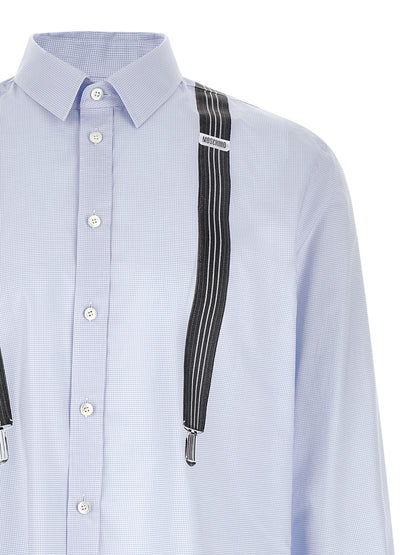 Shirt by Moschino for men in cotton light-blue & print, featuring a nuanced and nuanced for a sophisticated finish.
