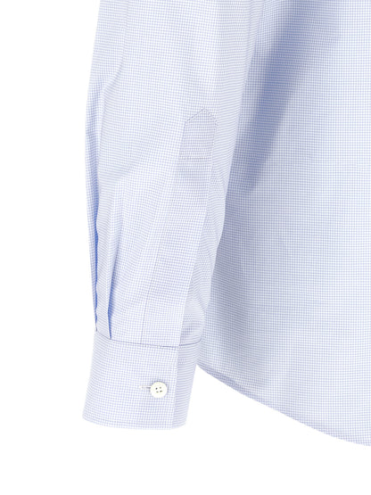 Shirt by Moschino for men in cotton light-blue & print features an polished silhouette, showcasing a sophisticated and detail for a truly polished finish.