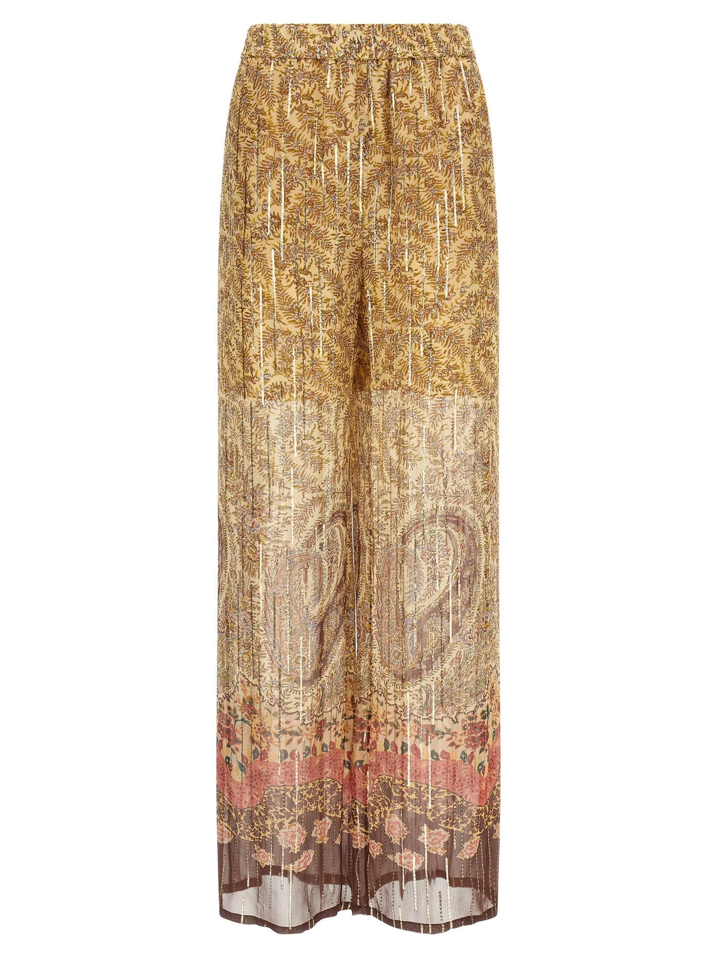 Casual Pants by Valentino Garavani for women in metallized fiber & silk multicolor, paisley & print features an refined tailoring silhouette, showcasing a premium wide with a and long cut for a refined tailoring look.