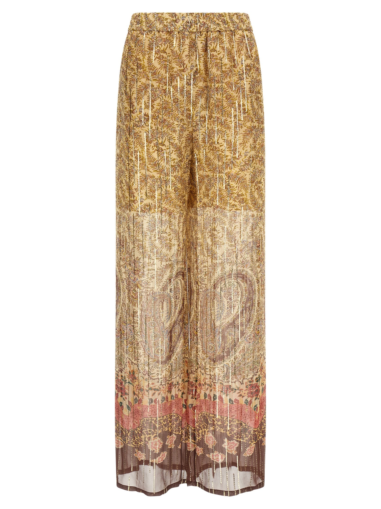 Casual Pants by Valentino Garavani for women in metallized fiber & silk multicolor, paisley & print features an refined tailoring silhouette, showcasing a premium wide with a and long cut for a refined tailoring look.