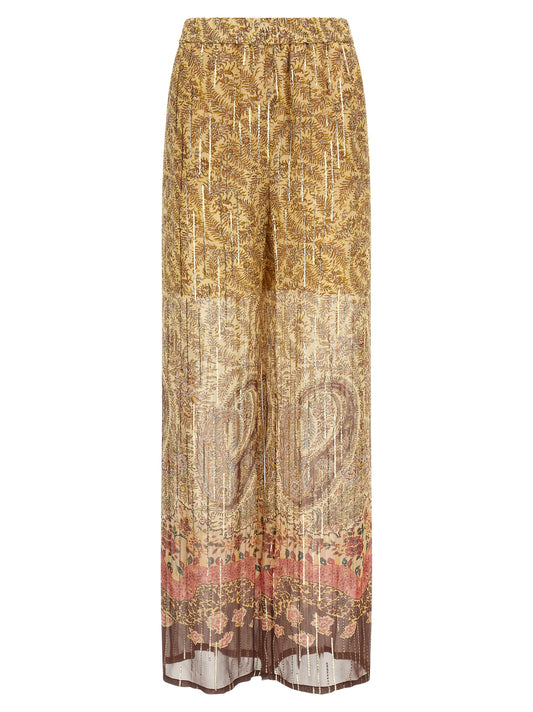 Casual Pants by Valentino Garavani for women in metallized fiber & silk multicolor, paisley & print features an refined tailoring silhouette, showcasing a premium wide with a and long cut for a refined tailoring look.