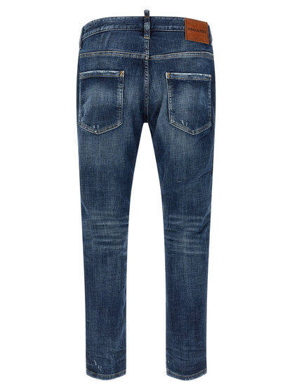 Dsquared² Men's Low Rise Stretch Denim Cotton Polyester Jeans - Blue