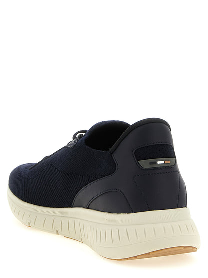 Athletic Sneakers by Hugo Boss for men in eva & bos taurus cowhide leather blue showcases an impeccable silhouette, defined by an impeccable slip-on style design that perfectly captures the essence of the Men's Slip On EVA & Bos Taurus Cowhide Leather Athletic Sneakers.