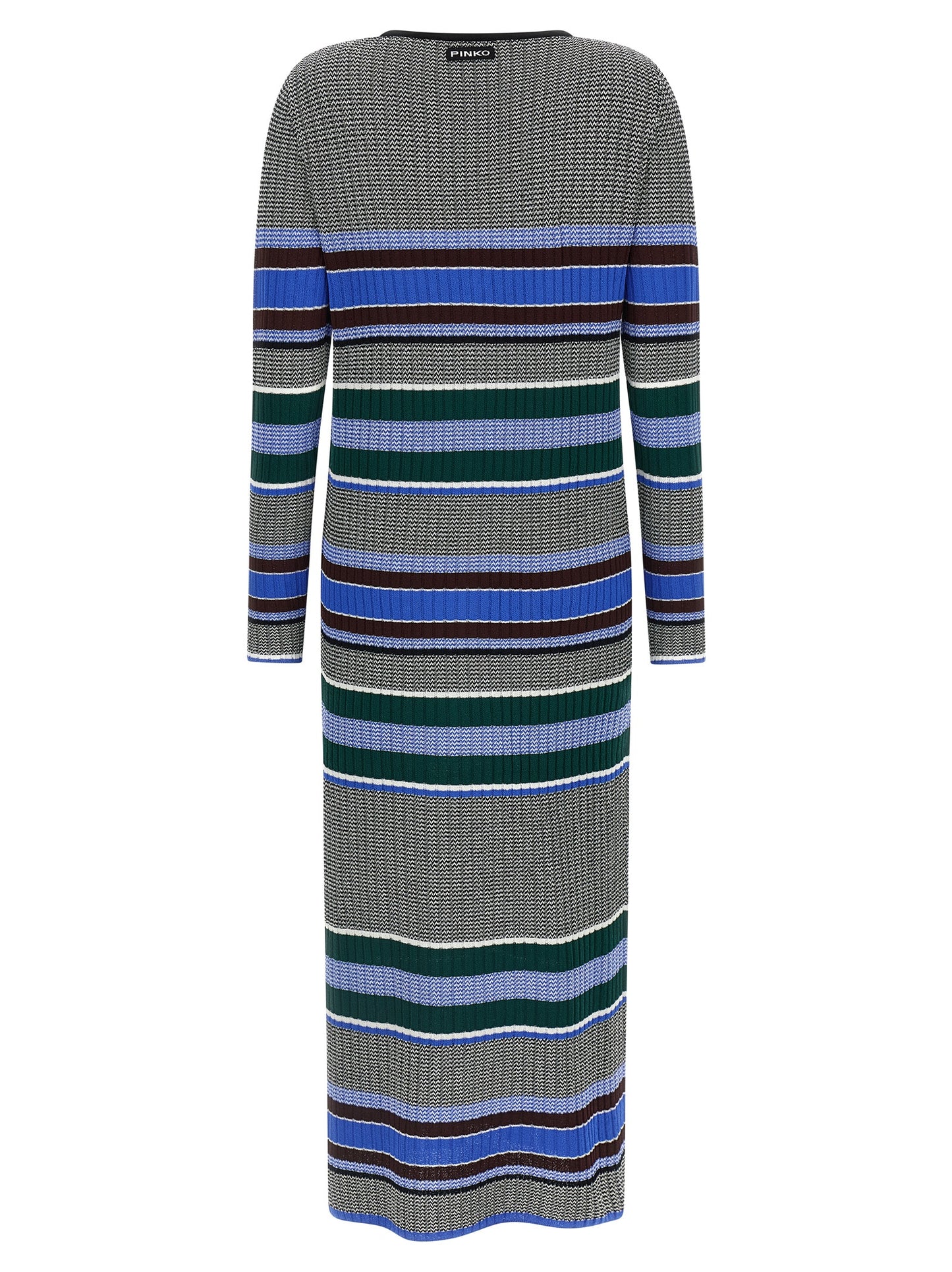 Dress by PINKO for women in polyamide viscose multicolor & striped showcases a striking silhouette, elegantly detailed with a , refined v-neck split neckline, and a striking maxi long for a striking finish.
