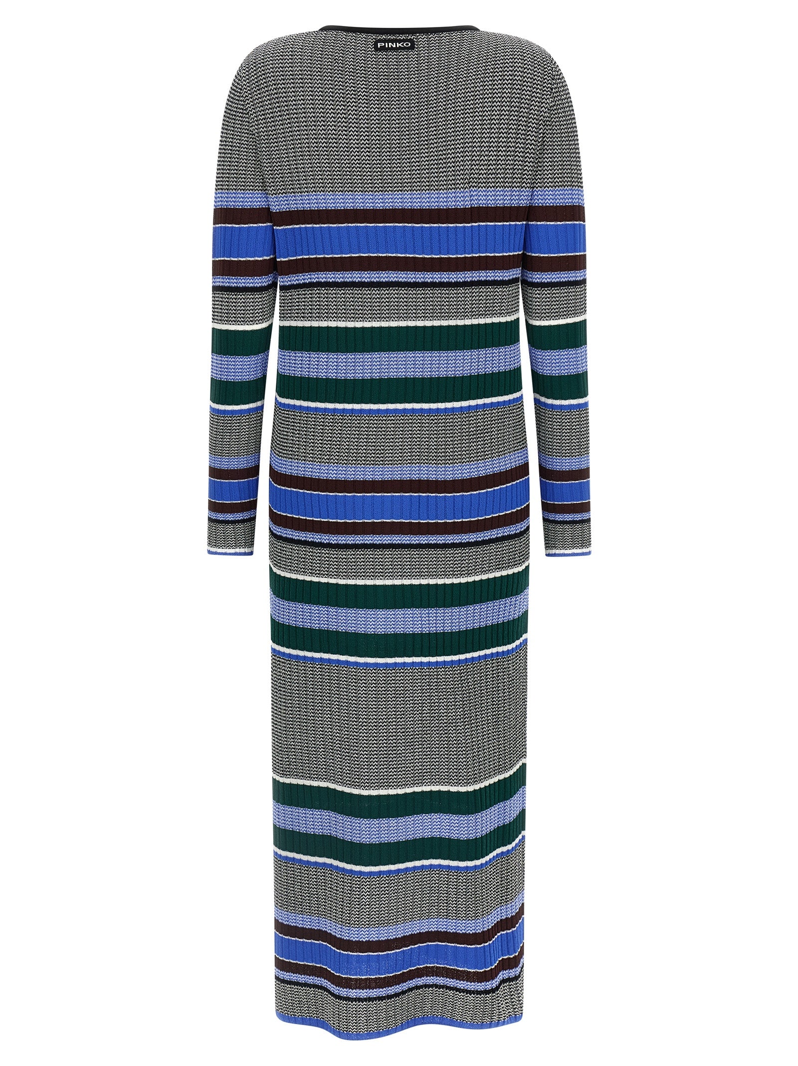 Dress by PINKO for women in polyamide viscose multicolor & striped showcases a striking silhouette, elegantly detailed with a , refined v-neck split neckline, and a striking maxi long for a striking finish.