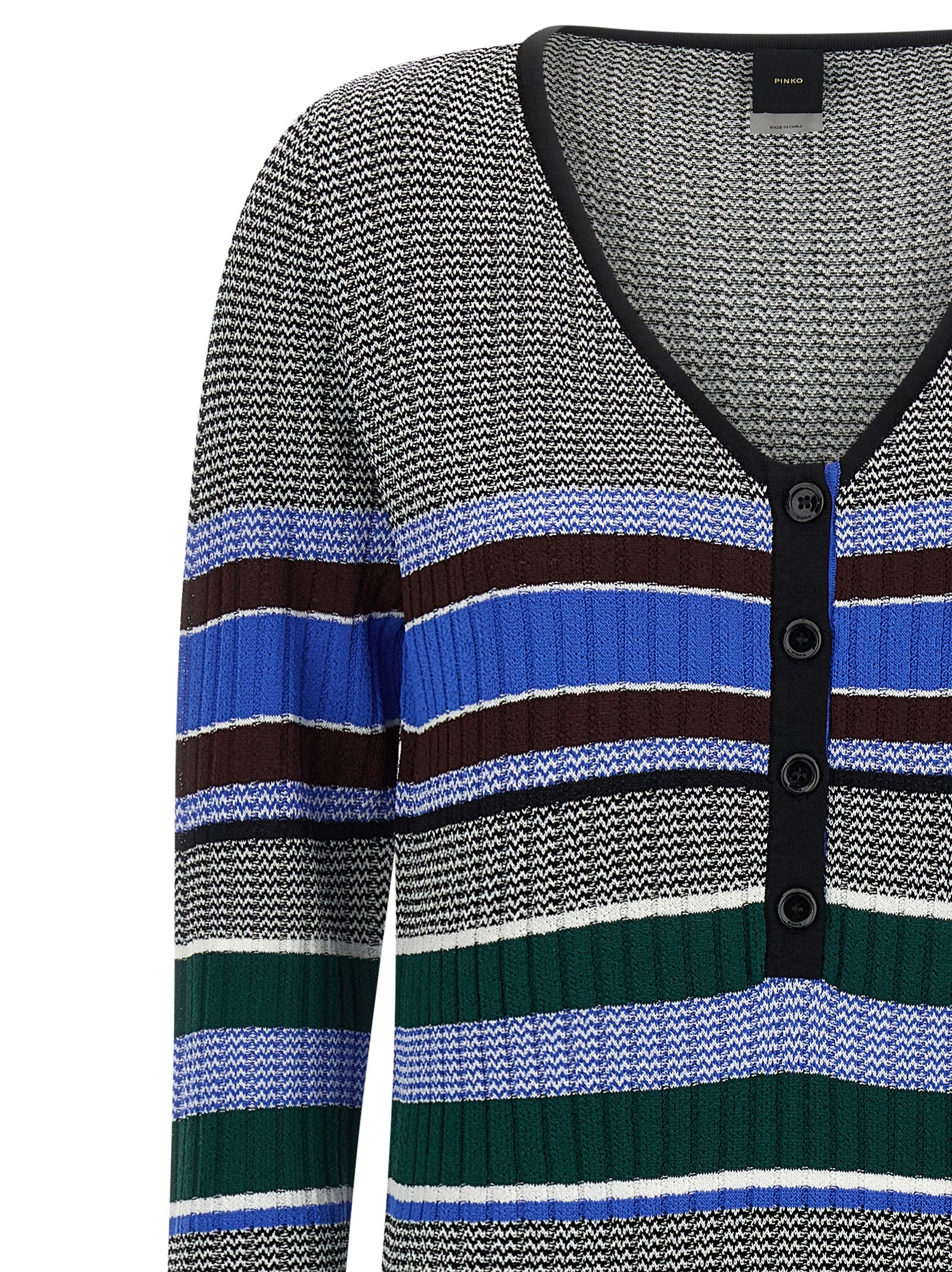 Dress by PINKO for women in polyamide viscose multicolor & striped features an magnificent silhouette, artfully detailed with a magnificent v-neck split neckline and that flows into an magnificent maxi long.