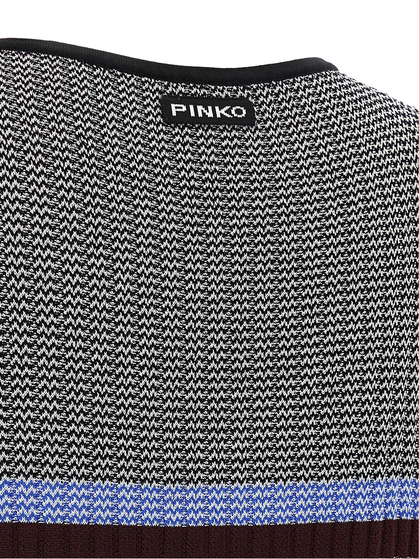Dress by PINKO for women in polyamide viscose multicolor & striped features an sultry silhouette defined by a v-neck split neckline and , falling to an sultry maxi long for a sultry look.