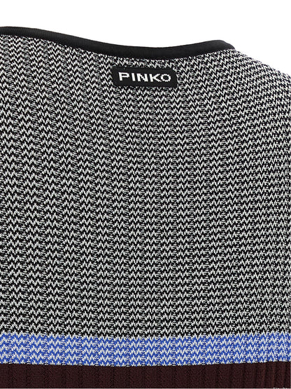 Dress by PINKO for women in polyamide viscose multicolor & striped features an sultry silhouette defined by a v-neck split neckline and , falling to an sultry maxi long for a sultry look.