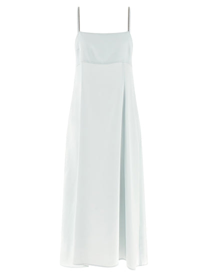Dress by Peserico for women in viscose satin light-blue showcases a striking silhouette, elegantly detailed with a , refined round square neckline, and a striking long for a striking finish.