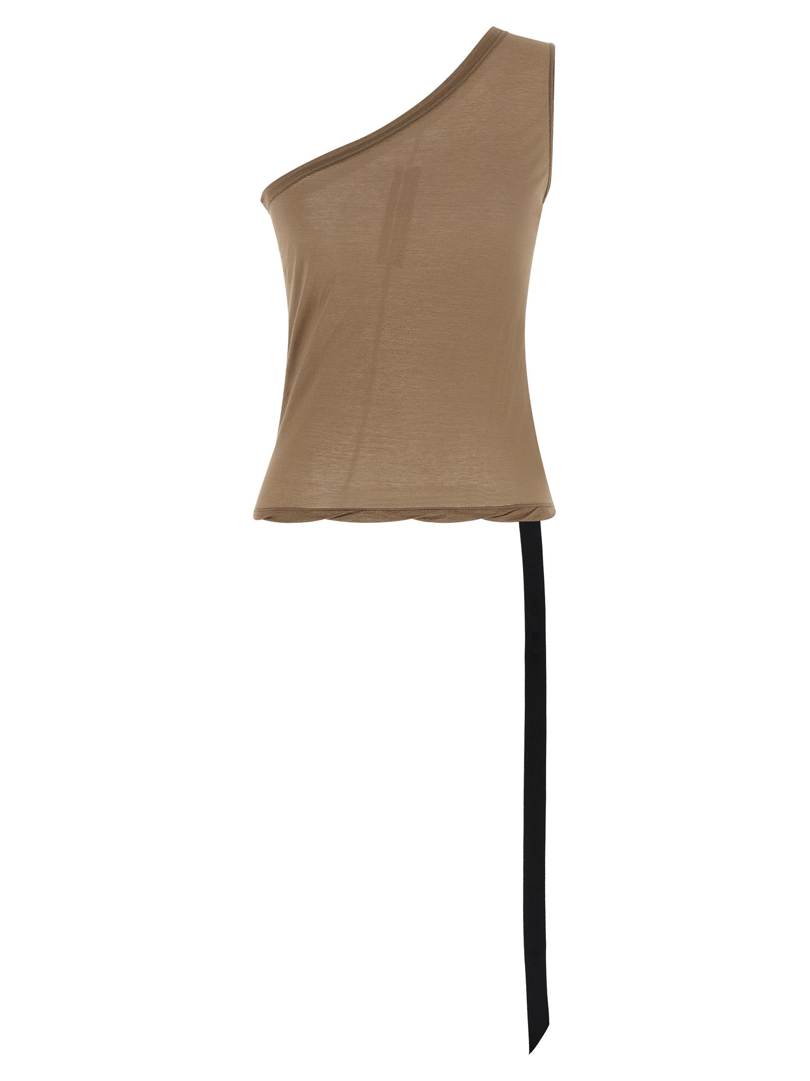 T-Shirt by DRKSHDW for women in cotton beige showcases a chic silhouette, artfully detailed with a chic asymmetric neckline and sleeveless for a chic finish.
