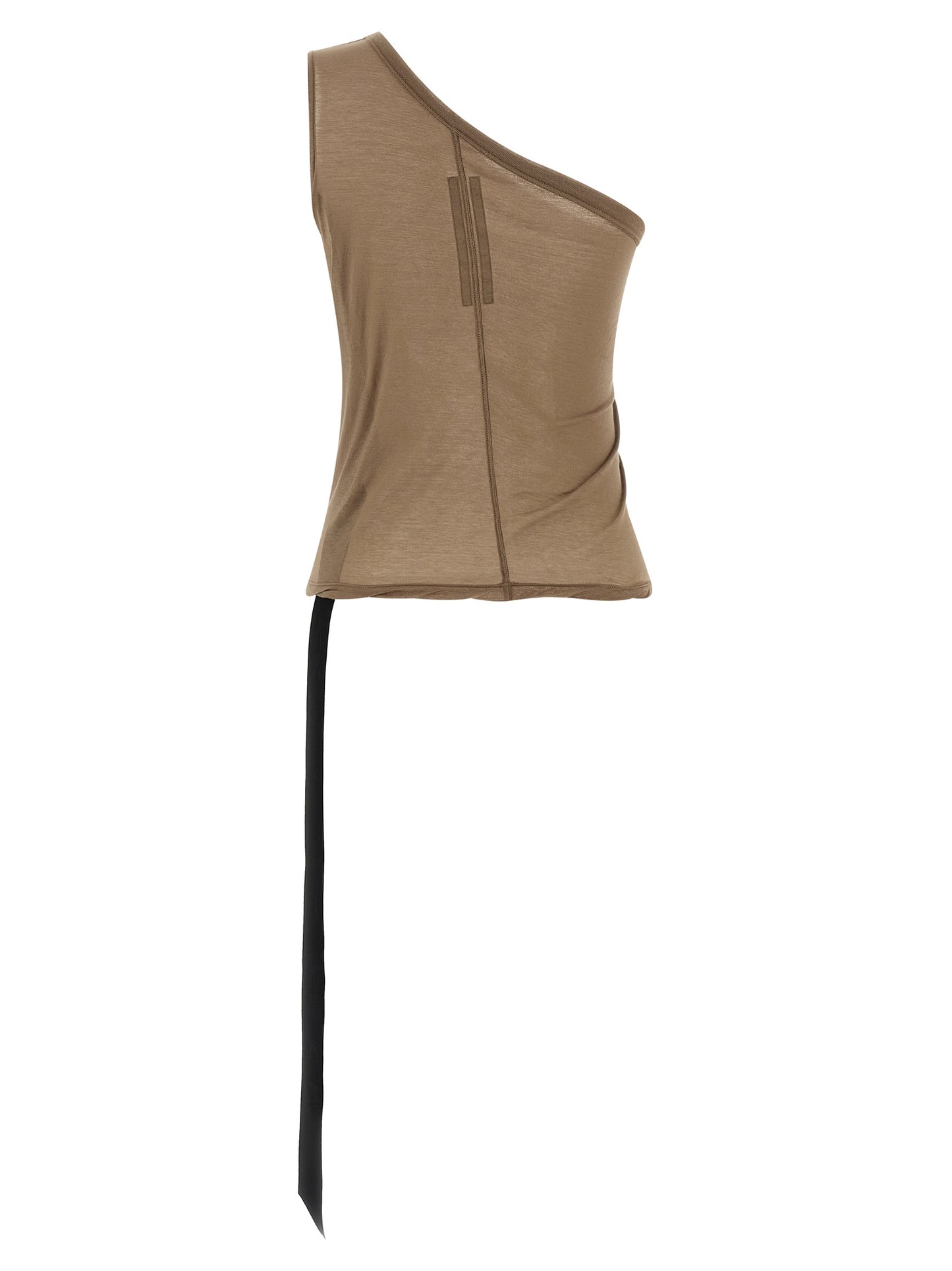T-Shirt by DRKSHDW for women in cotton beige features an edgy silhouette, meticulously detailed with a sophisticated and asymmetric neckline for a truly edgy finish.