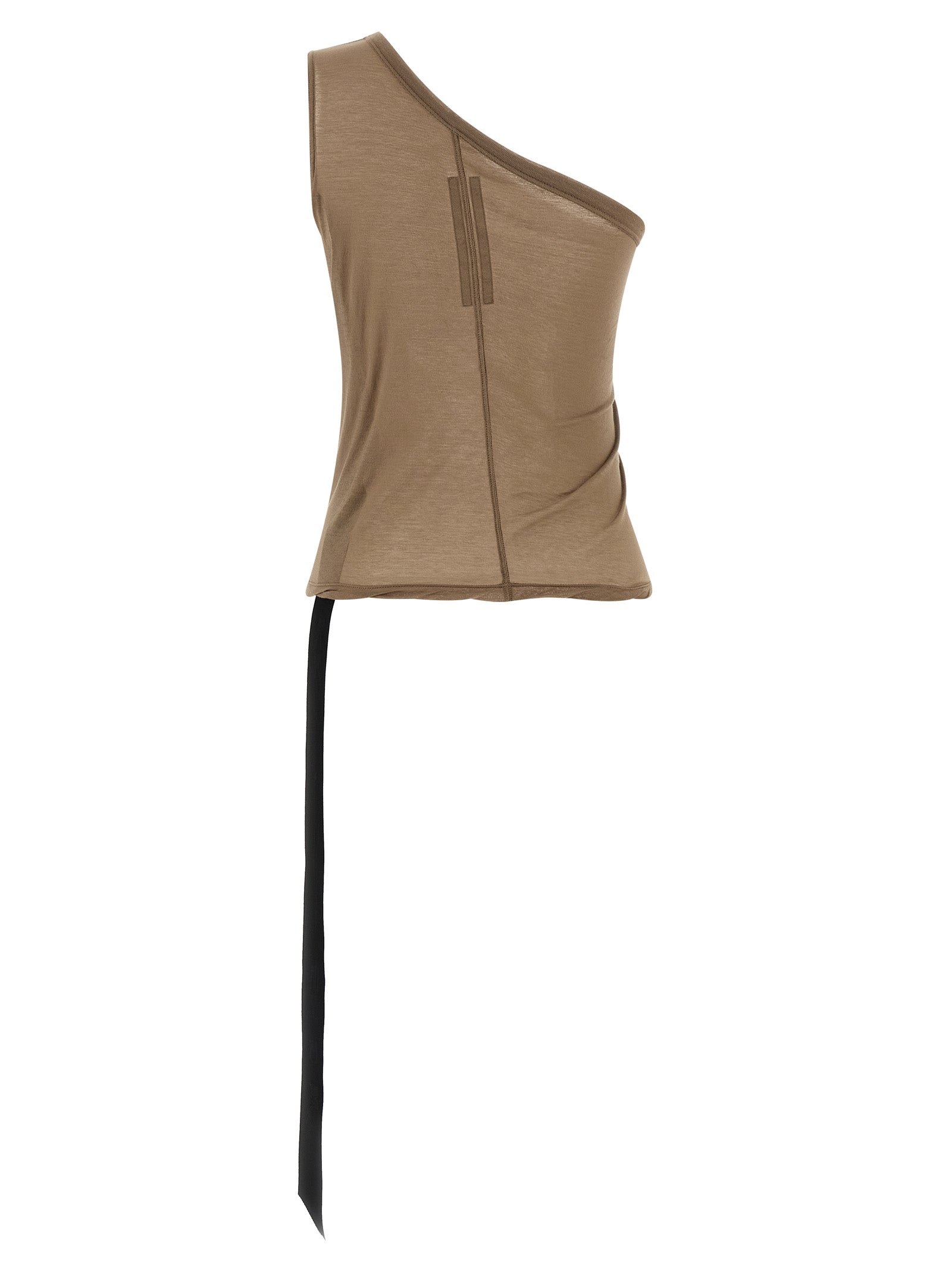 T-Shirt by DRKSHDW for women in cotton beige features an edgy silhouette, meticulously detailed with a sophisticated and asymmetric neckline for a truly edgy finish.