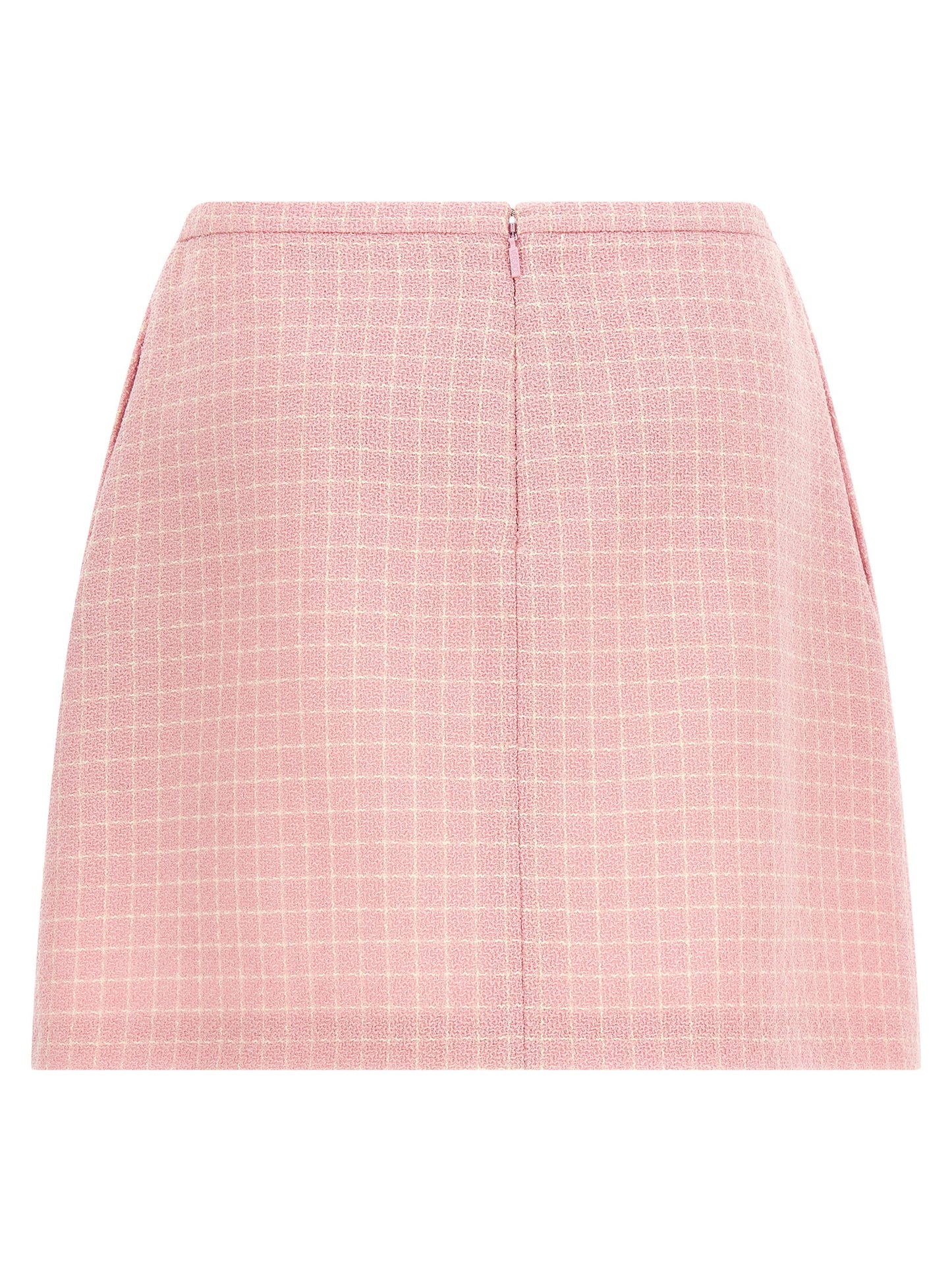 Skirt by Versace for women in virgin wool tweed nylon & cupro multicolor, pink & checked showcases a sultry silhouette, elegantly defined by its mini long and the sophisticated sultry design of the Medusa Women's Flared Virgin Wool Tweed Nylon & Cupro Mini Long Skirt.