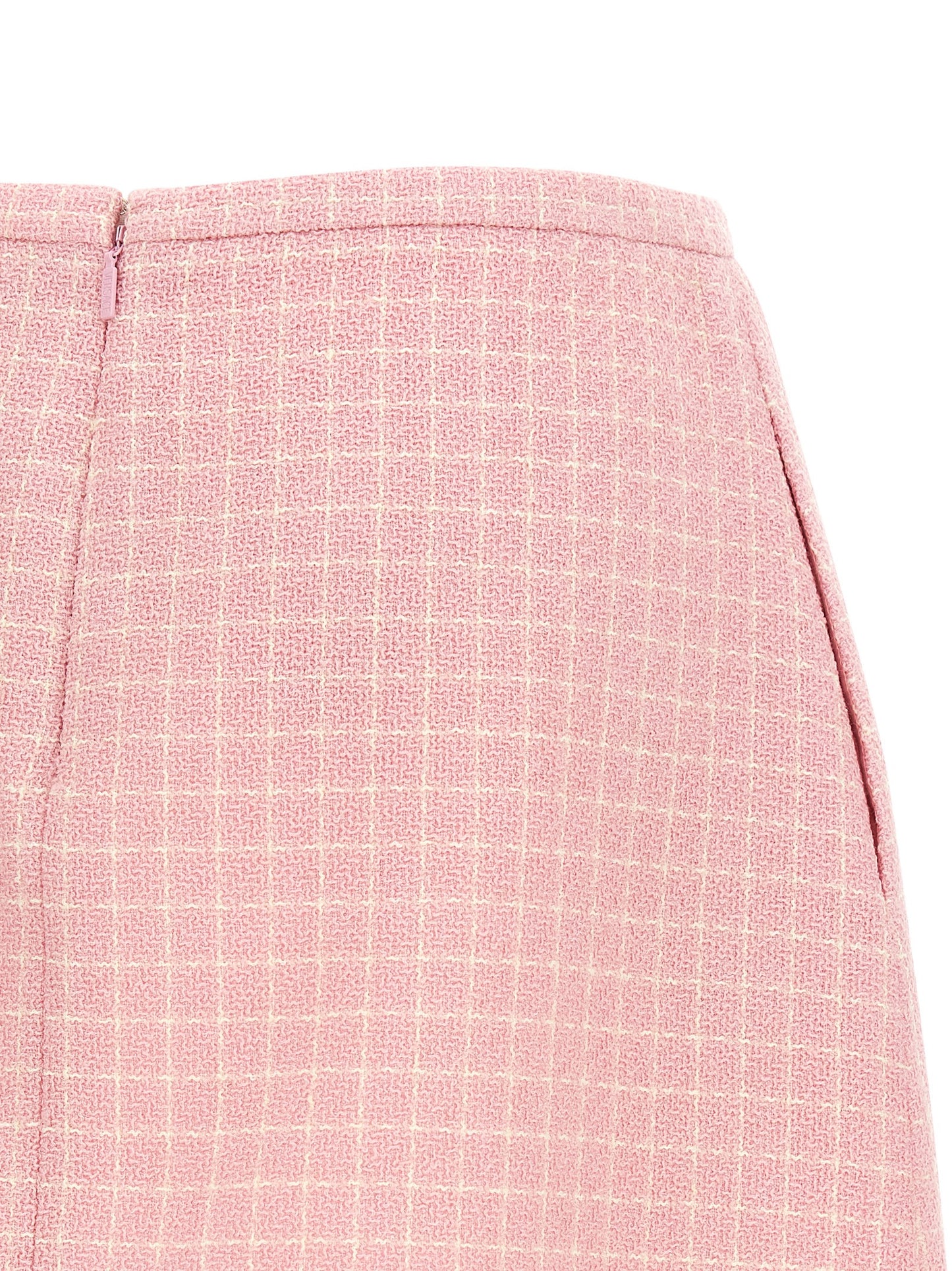 Skirt by Versace for women in virgin wool tweed nylon & cupro multicolor, pink & checked features an relaxed-yet-refined silhouette that elegantly showcases the Medusa Women's Flared Virgin Wool Tweed Nylon & Cupro Mini Long Skirt design and sophisticated mini long.