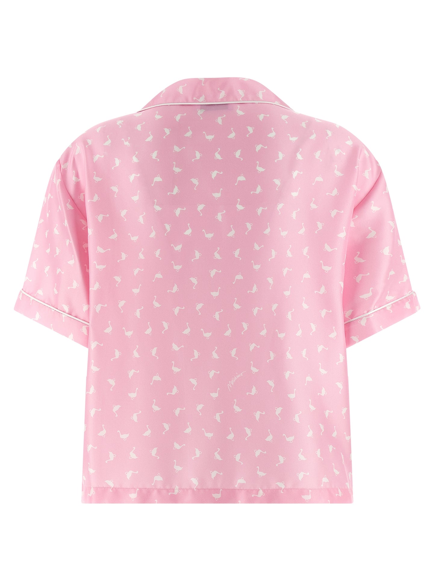 Blouse by Moschino for women in silk twill multicolor, pink & print showcases a sublime silhouette, artfully detailed with a sublime and for a sophisticated, sublime finish.