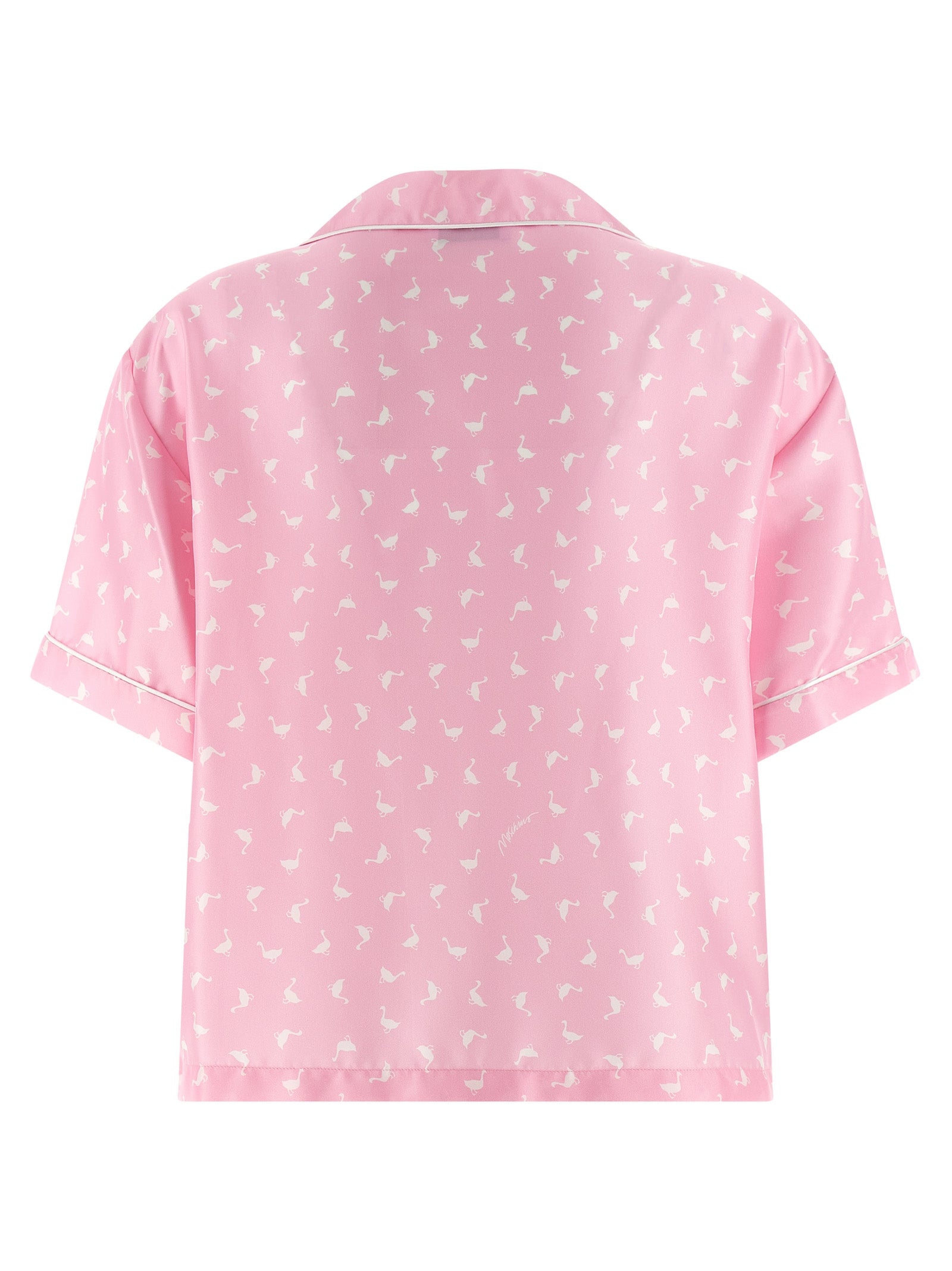 Blouse by Moschino for women in silk twill multicolor, pink & print showcases a sublime silhouette, artfully detailed with a sublime and for a sophisticated, sublime finish.