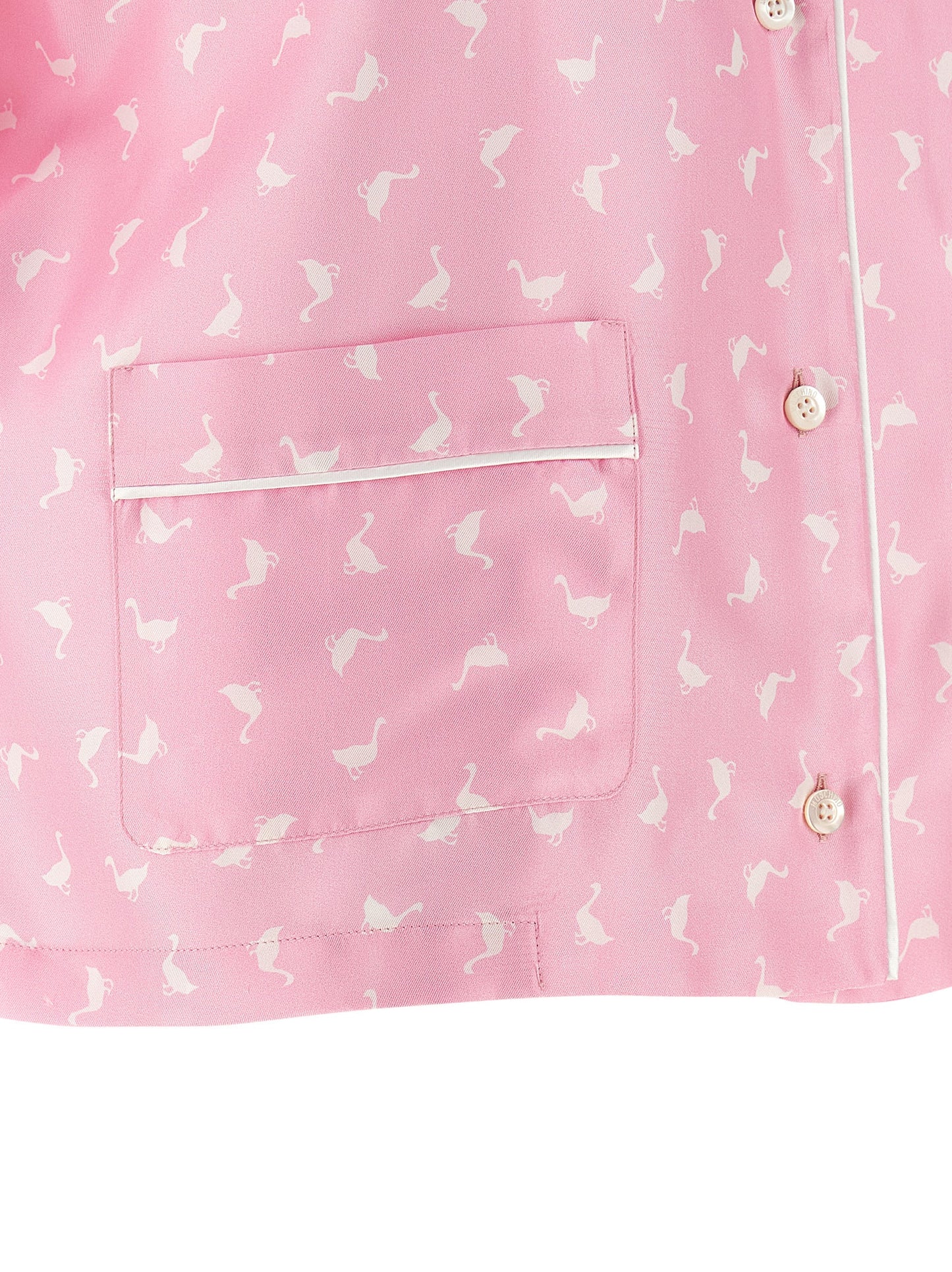 Blouse by Moschino for women in silk twill multicolor, pink & print features an polished silhouette, showcasing a sophisticated and detail for a truly polished finish.