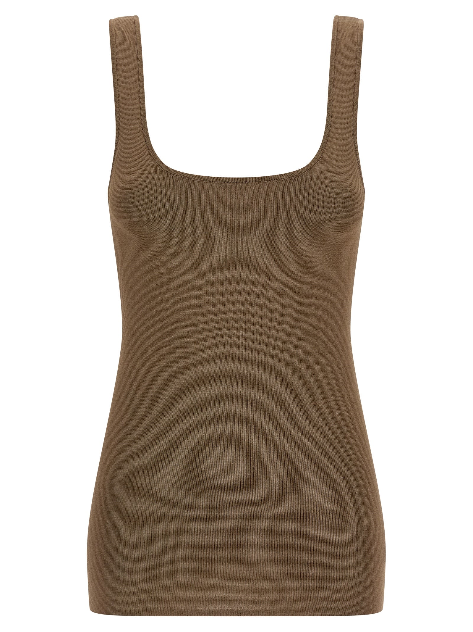 T-Shirt by Entire Studios for women in polyester & viscose brown features an edgy silhouette, meticulously detailed with a sophisticated sleeveless and square neckline for a truly edgy finish.