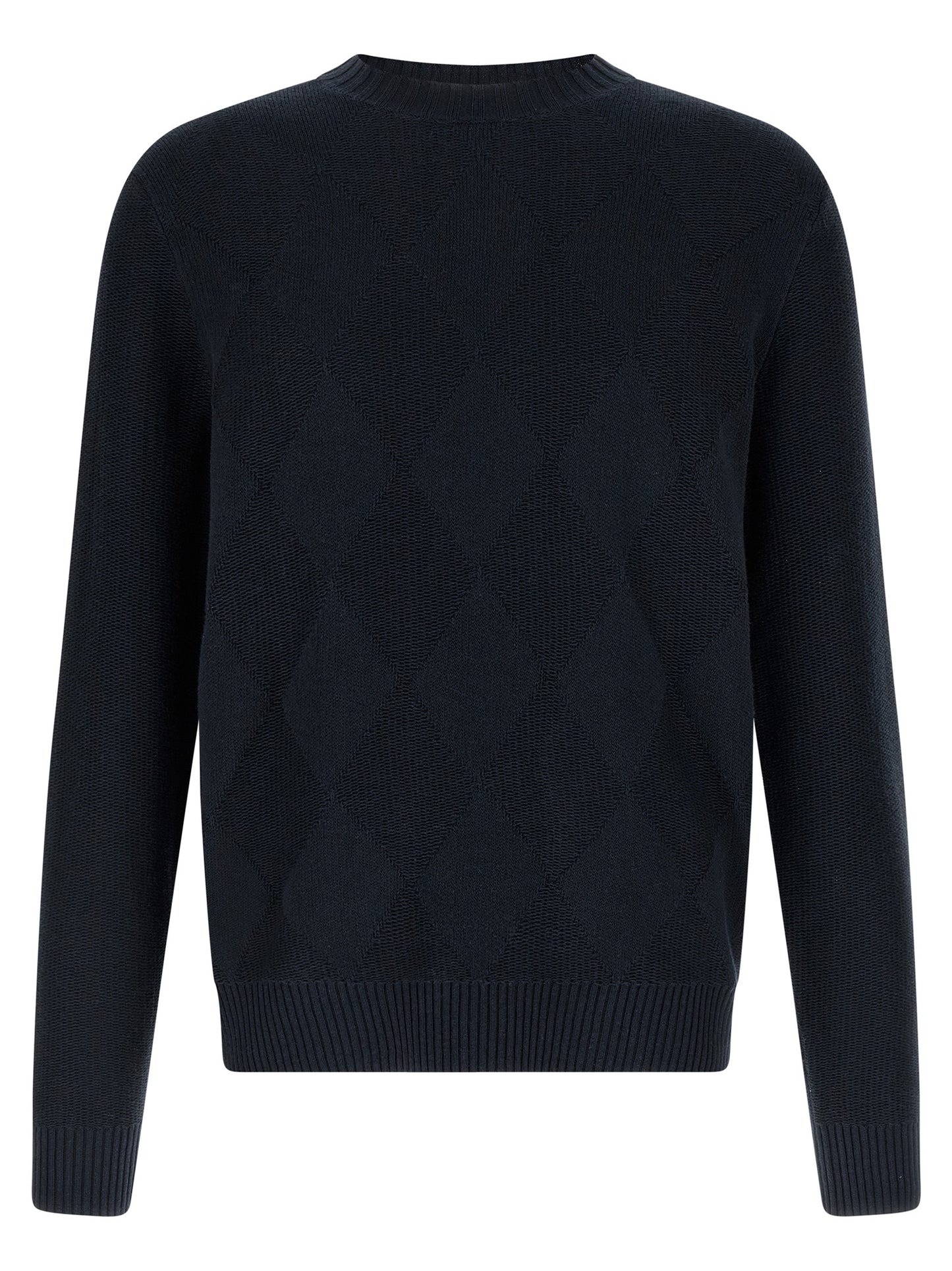 Cardigan by Ballantyne for men in linen & cotton blue presents a textural silhouette, artfully finished with a textural crew neckline and for a sophisticated, textural look.
