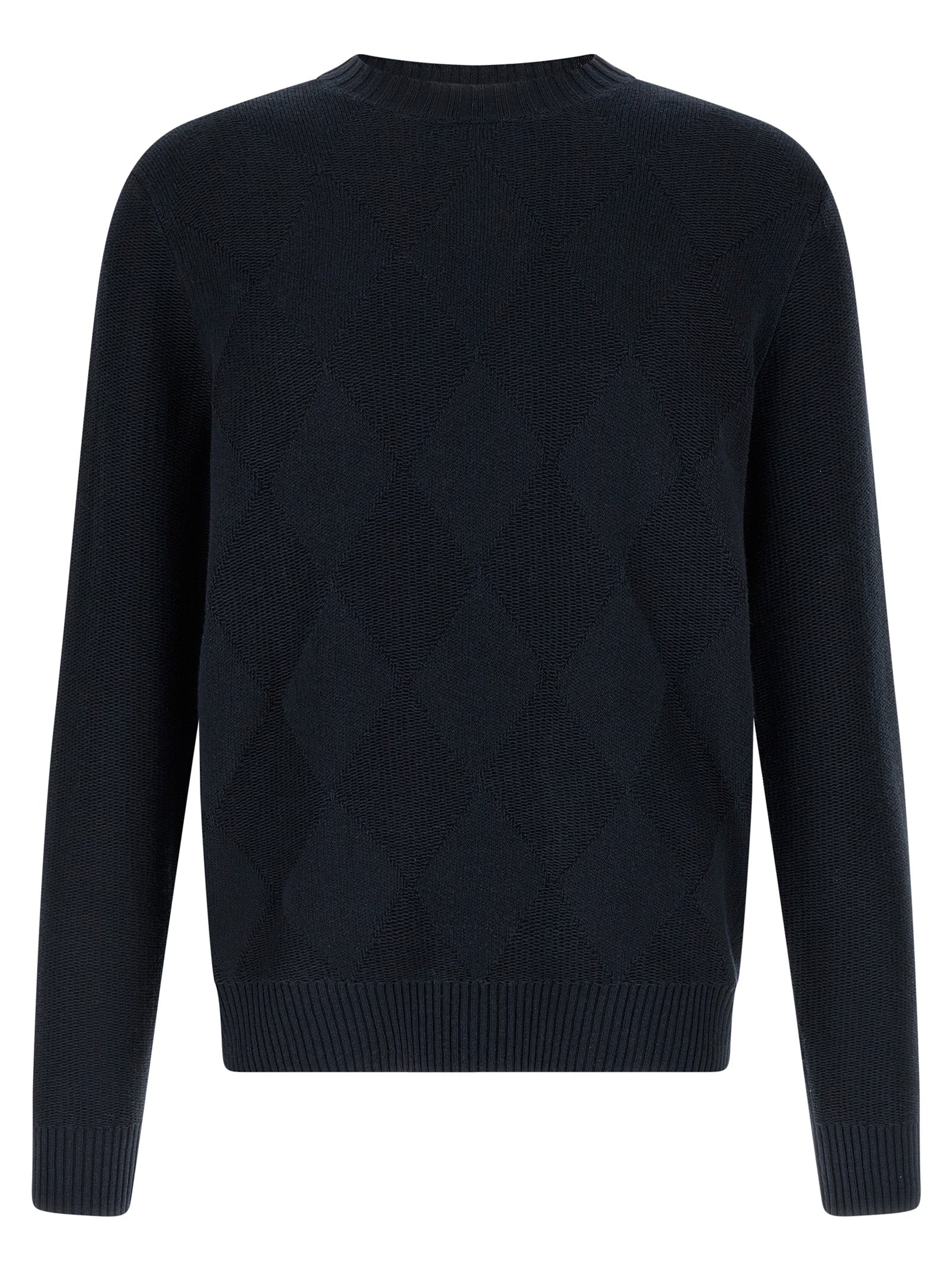 Cardigan by Ballantyne for men in linen & cotton blue presents a textural silhouette, artfully finished with a textural crew neckline and for a sophisticated, textural look.