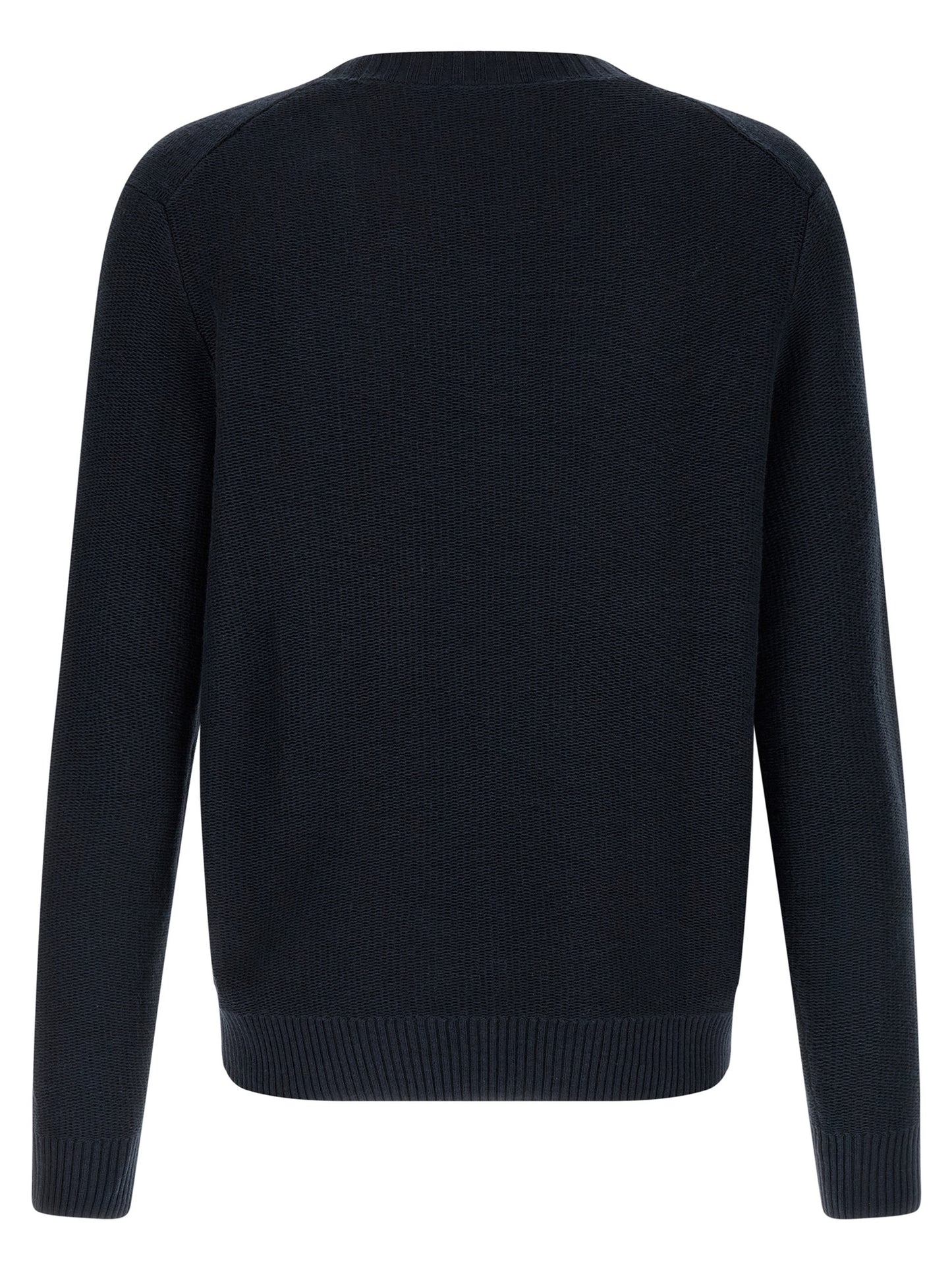 Cardigan by Ballantyne for men in linen & cotton blue features a dramatic silhouette, showcasing a sophisticated crew neckline and dramatic detail for a timeless, premium look.
