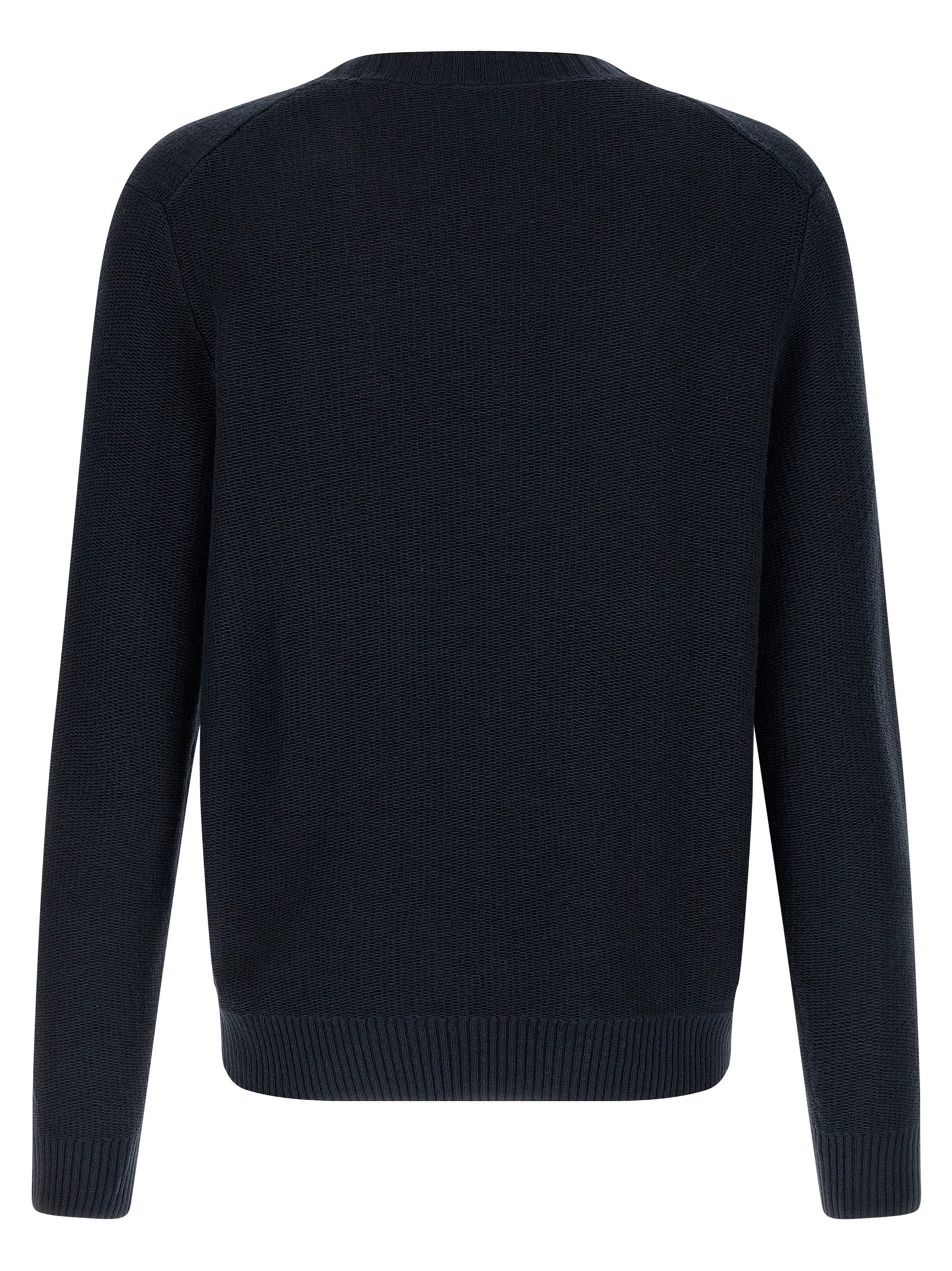 Cardigan by Ballantyne for men in linen & cotton blue features a dramatic silhouette, showcasing a sophisticated crew neckline and dramatic detail for a timeless, premium look.