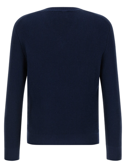 Cardigan by Ballantyne for men in cotton blue, patterned, argyle & jacquard presents a textural silhouette, artfully finished with a textural v-neck neckline and for a sophisticated, textural look.