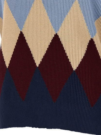Cardigan by Ballantyne for men in cotton blue, patterned, argyle & jacquard features an crisp silhouette, showcasing a sophisticated and detail for a truly crisp finish.