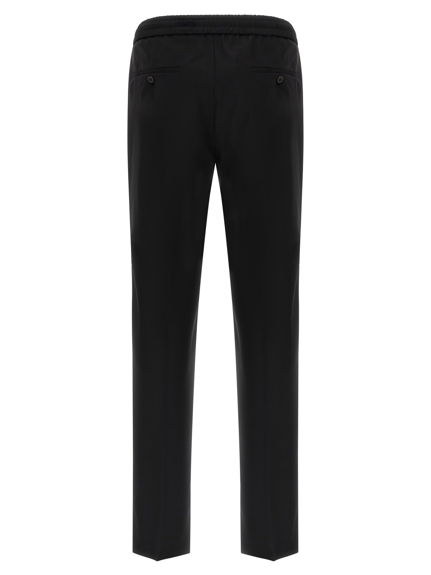 Trousers by Incotex for men in plush virgin wool black features a sculptural silhouette, showcasing a sculptural straight-leg & relaxed-fit and long with a sophisticated for a sculptural finish.