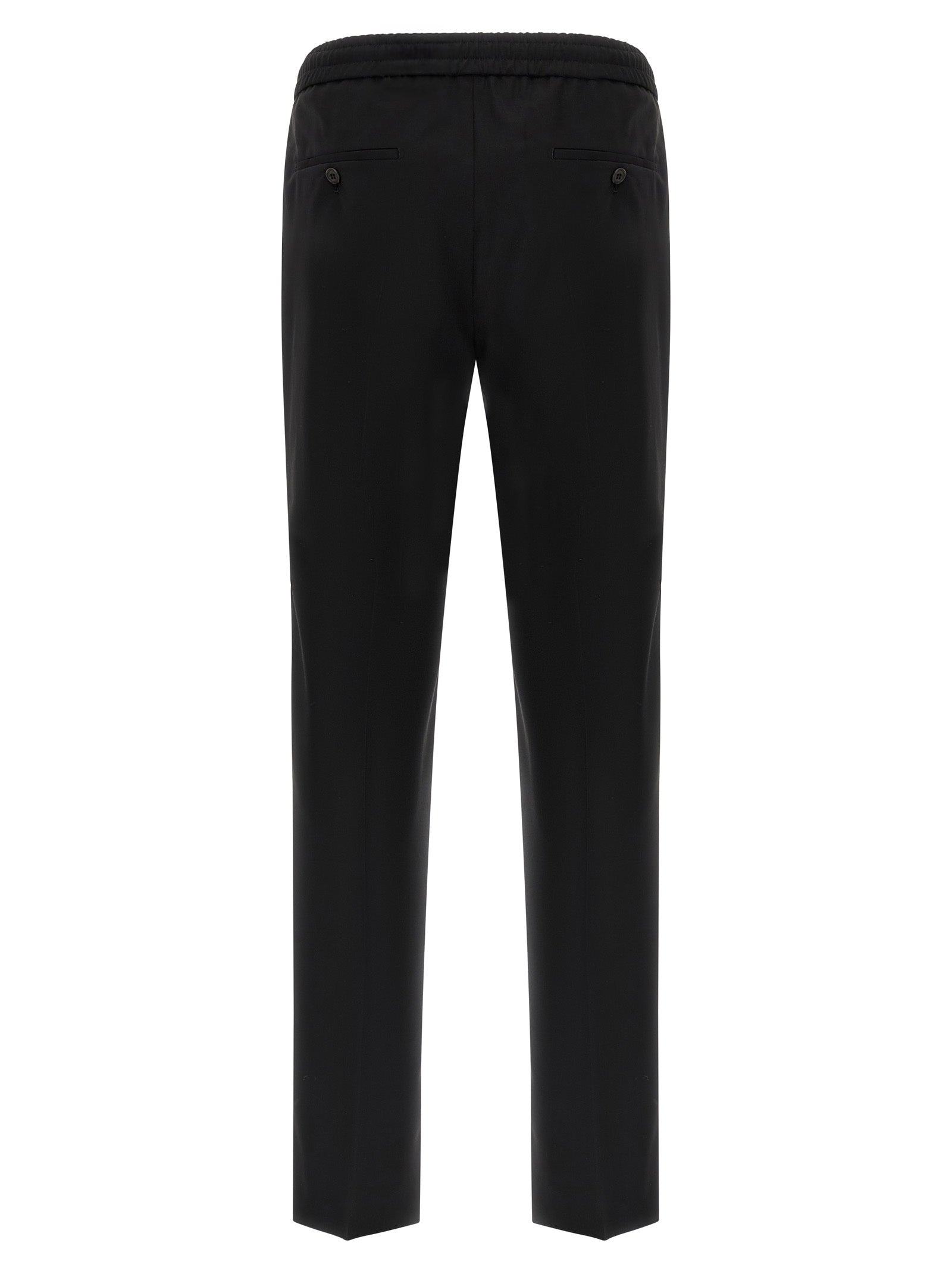 Trousers by Incotex for men in plush virgin wool black features a sculptural silhouette, showcasing a sculptural straight-leg & relaxed-fit and long with a sophisticated for a sculptural finish.