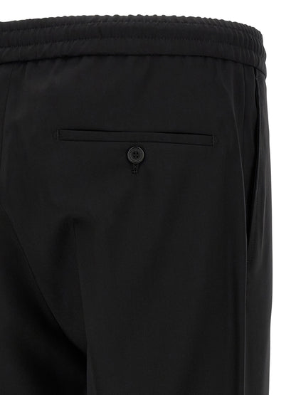 Trousers by Incotex for men in plush virgin wool black features a sculptural silhouette, showcasing a sculptural straight-leg & relaxed-fit and long with a sophisticated for a sculptural finish.