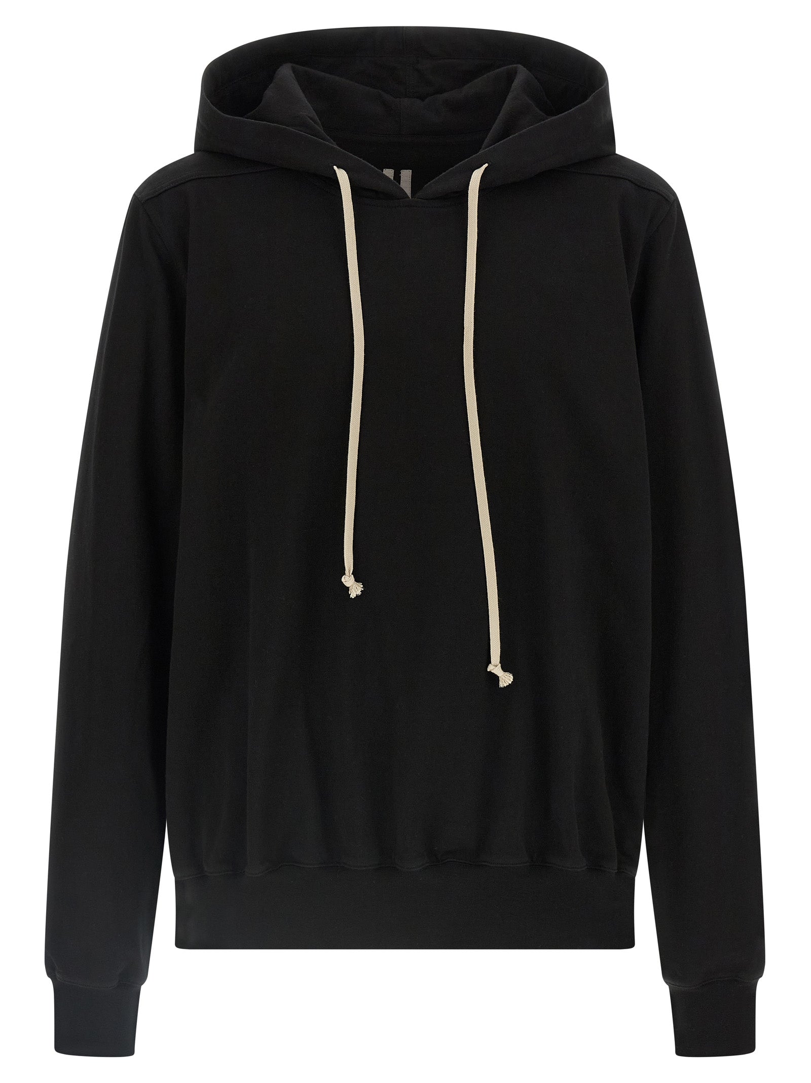 Sweatshirt Hoodie by Rick Owens for men in cotton black & print showcases a city-ready silhouette, artfully detailed with a signature hooded neckline and long-sleeve for a city-ready finish.