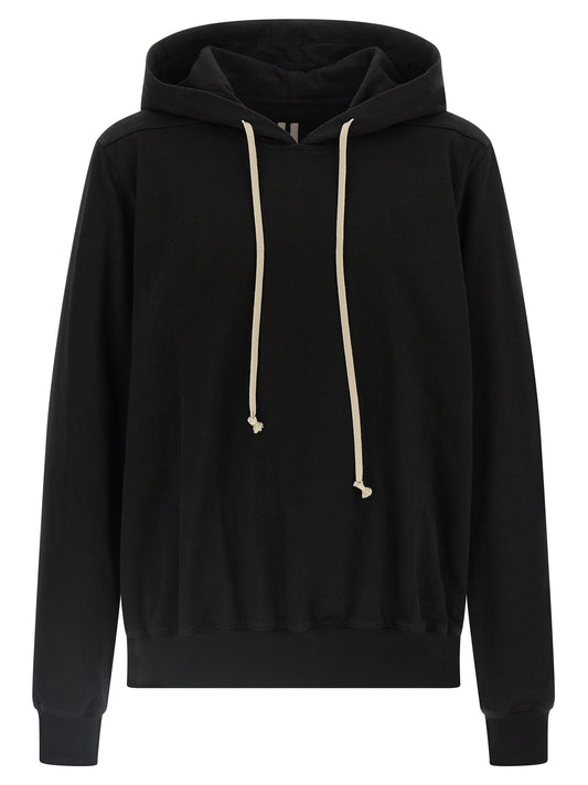Sweatshirt Hoodie by Rick Owens for men in cotton black & print showcases a city-ready silhouette, artfully detailed with a signature hooded neckline and long-sleeve for a city-ready finish.