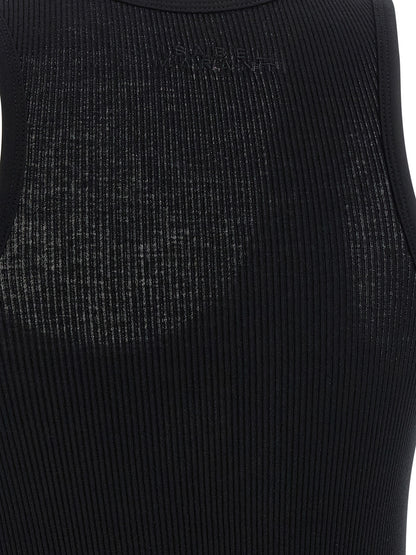 Tank Top by Isabel Marant for women in cotton black showcases a streamlined Women's Wide Round Neck Cotton Tank Top design with a streamlined and .