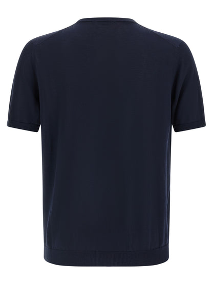 Cardigan by Roberto Collina for men in cotton blue features an crisp silhouette, showcasing a sophisticated crew neckline and detail for a truly crisp finish.