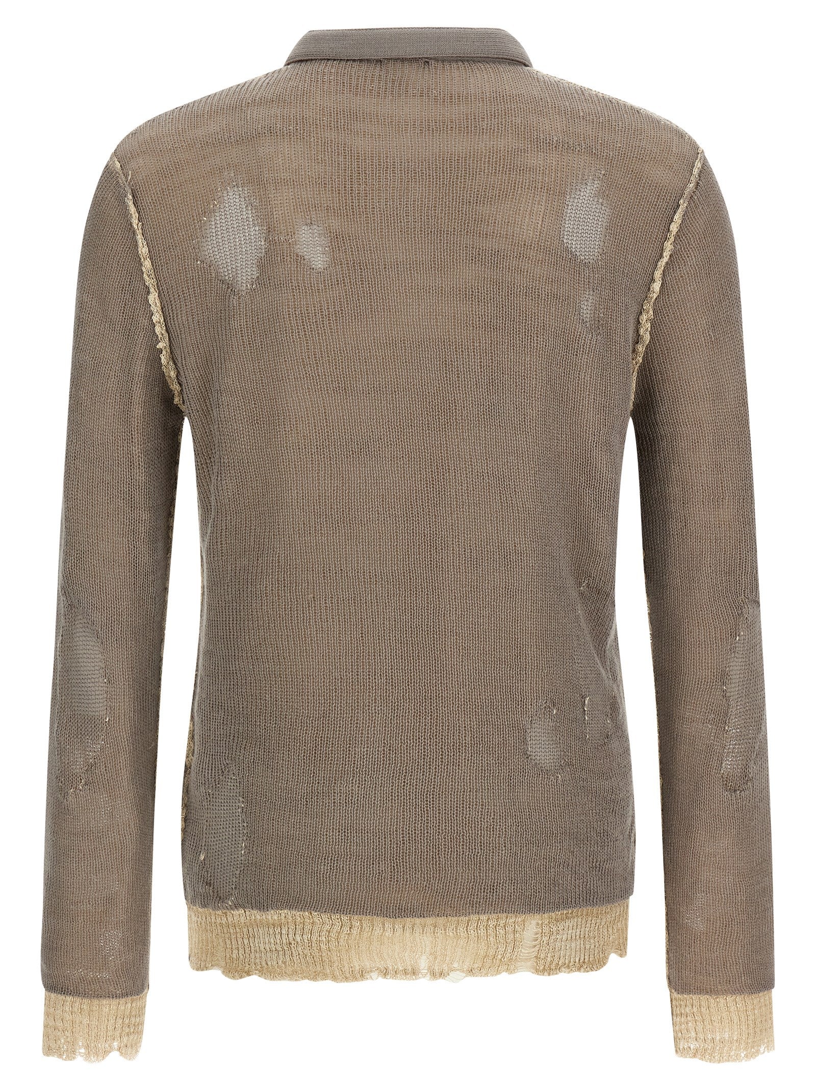 Cardigan by Diesel for men in leather linen & cotton gray & jacquard presents a textural silhouette, artfully finished with a textural v-neck neckline and for a sophisticated, textural look.