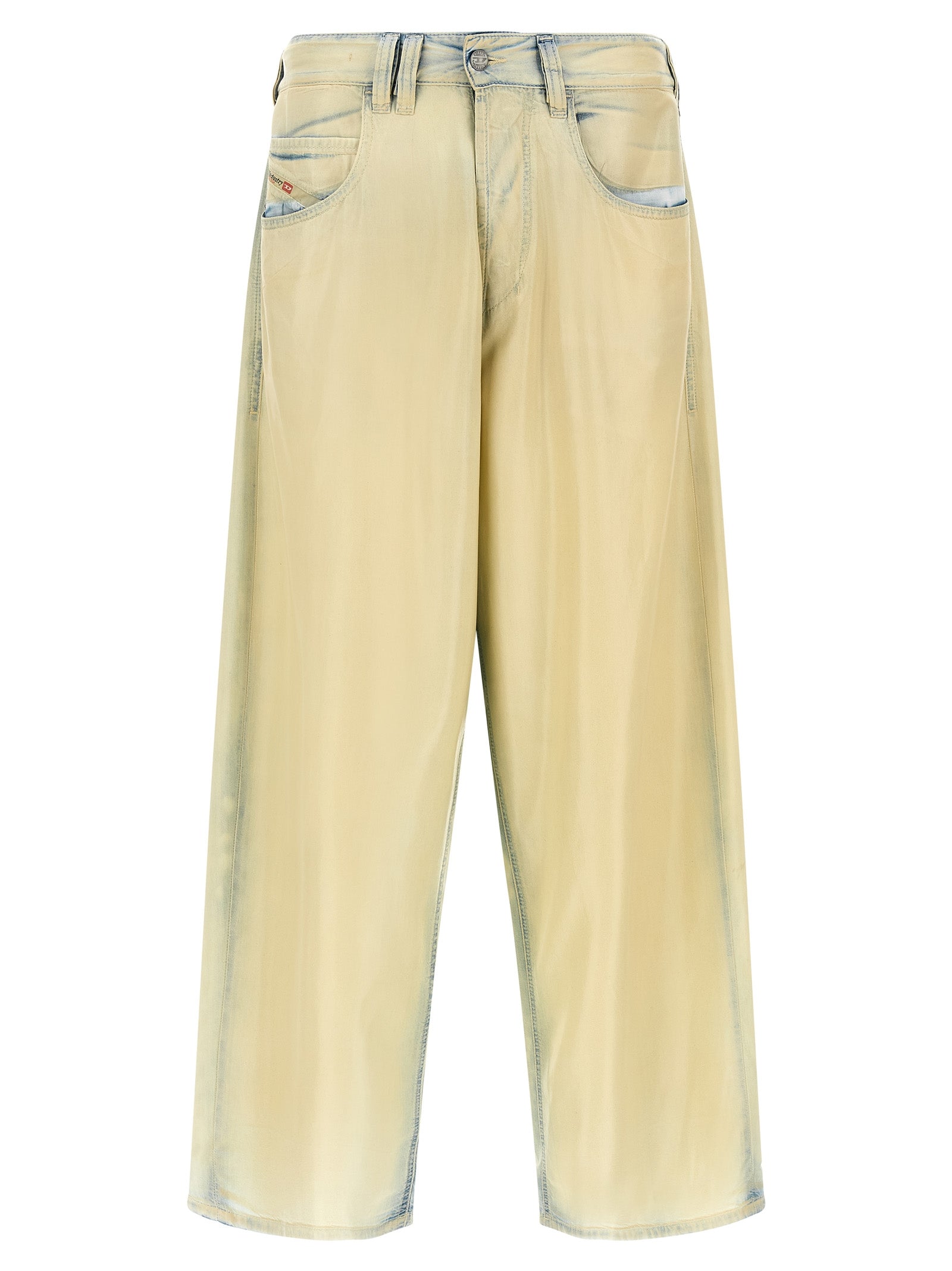 Jeans by Diesel for men in lyocell denim beige presents a refined pantology silhouette, artfully defined by a refined pantology straight & wide, long, and a sophisticated mid rise.