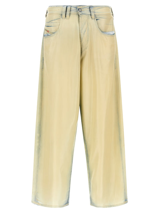 Jeans by Diesel for men in lyocell denim beige presents a refined pantology silhouette, artfully defined by a refined pantology straight & wide, long, and a sophisticated mid rise.