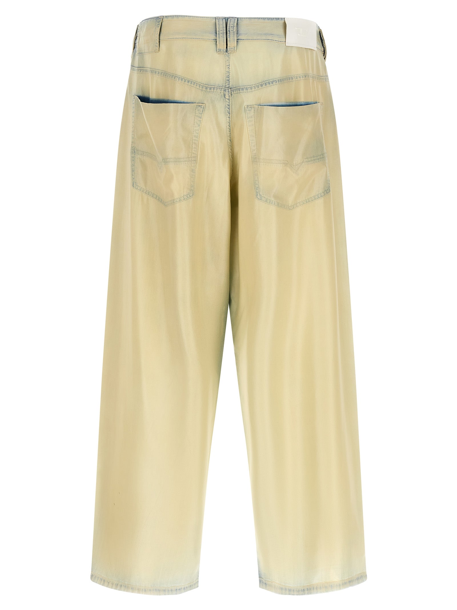 Jeans by Diesel for men in lyocell denim beige presents a tailored silhouette, showcasing a tailored straight & wide and long cut with a refined mid rise for a truly tailored aesthetic.