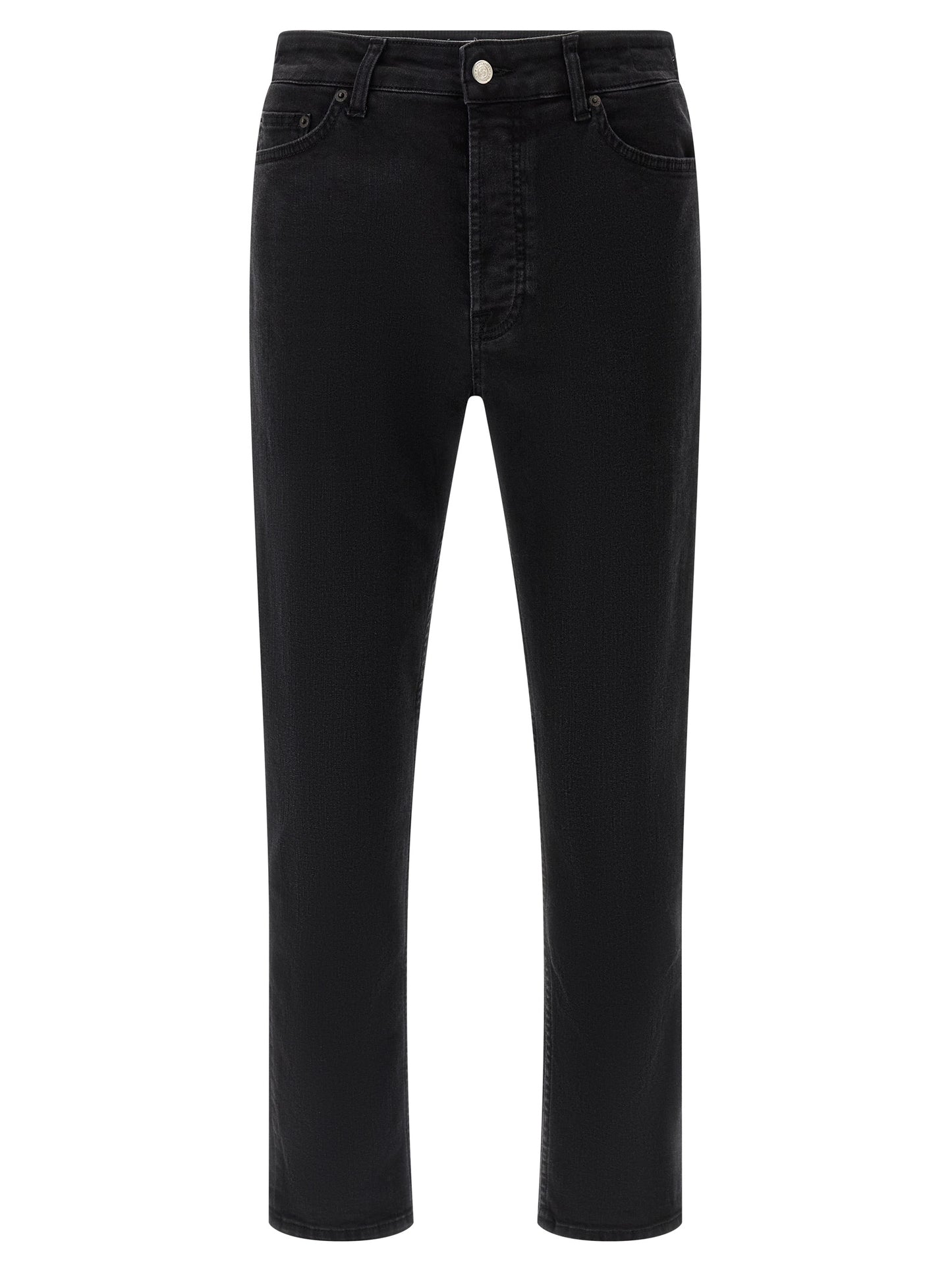 Jeans by Department 5 for men in stretch denim cotton black features a refined silhouette with a refined cropped, defined by a mid rise and a refined cropped for a refined finish.