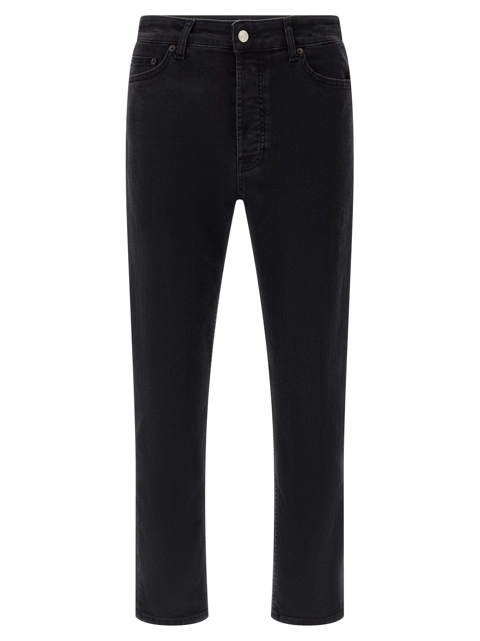 Jeans by Department 5 for men in stretch denim cotton black features a refined silhouette with a refined cropped, defined by a mid rise and a refined cropped for a refined finish.