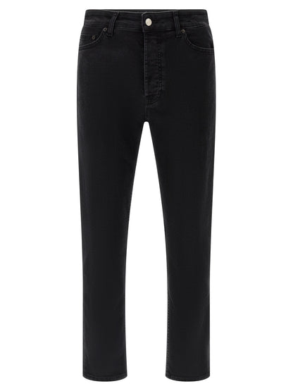Jeans by Department 5 for men in stretch denim cotton black features a refined silhouette with a refined cropped, defined by a mid rise and a refined cropped for a refined finish.