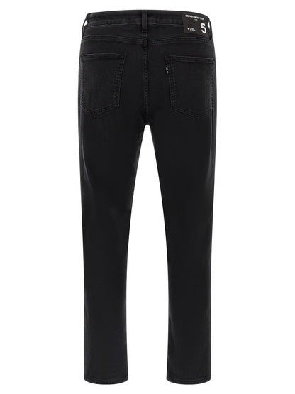 Jeans by Department 5 for men in stretch denim cotton black features an sartorial cropped and cropped with a mid rise cut for a sartorial finish.