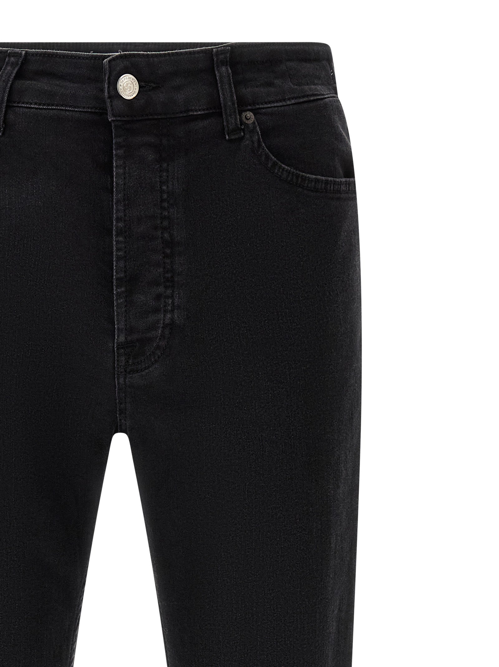 Jeans by Department 5 for men in stretch denim cotton black features a polished silhouette with a polished cropped, reaching a polished cropped and finished with a polished mid rise.
