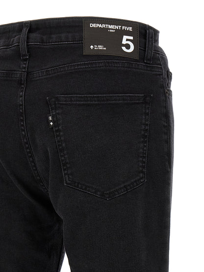Jeans by Department 5 for men in stretch denim cotton black presents a tailored silhouette, showcasing a tailored cropped and cropped cut with a refined mid rise for a truly tailored aesthetic.