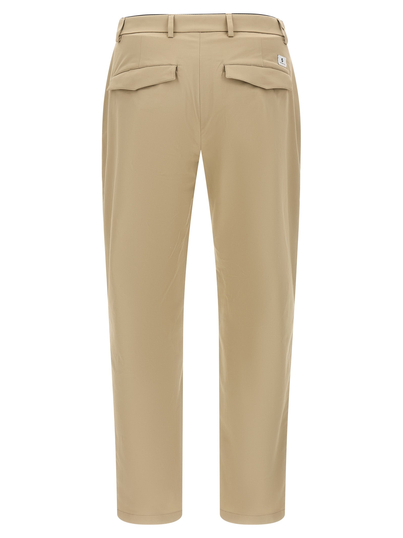 Trousers by Department 5 for men in stretch cotton beige features a tailored silhouette with a tailored cropped, defined by its cropped and a sophisticated .