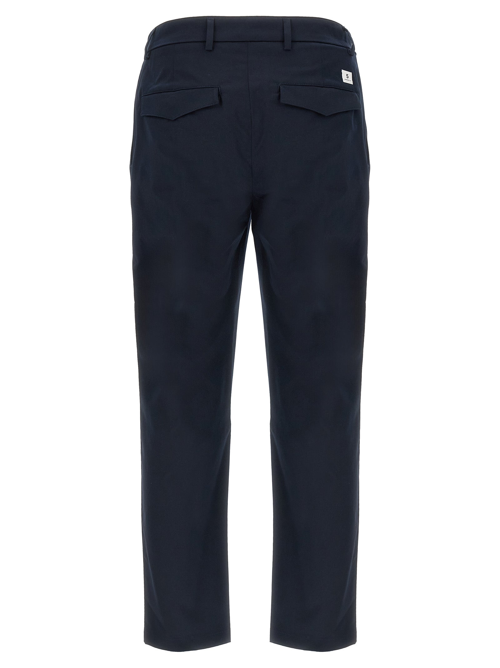 Trousers by Department 5 for men in stretch cotton blue & signature presents a perennial silhouette, meticulously tailored with a cropped cut, cropped finish, and an elegant .