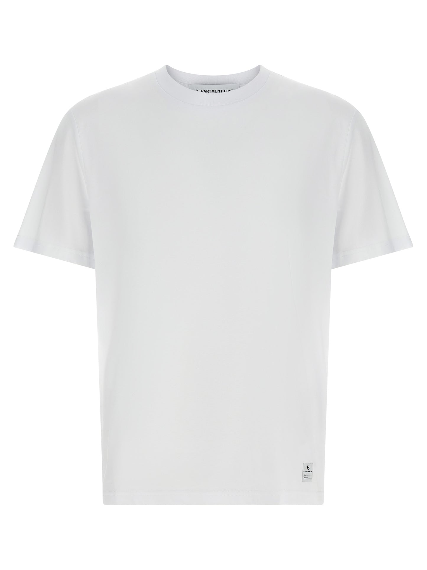 T-Shirt by Department 5 for men in organic cotton white & print showcases a fashionable silhouette, elegantly detailed with a fashionable short-sleeve and crew neckline for a sophisticated, high-fashion look.